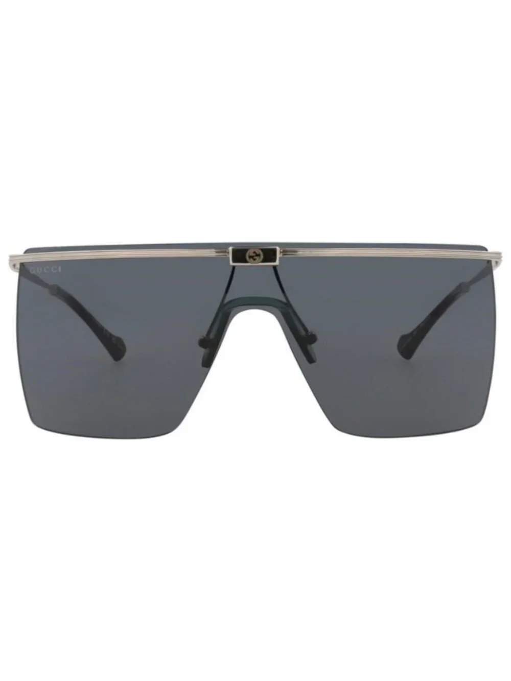 New Gucci Mens Shield/Wrap Silver Silver Grey Fashion Designer Sunglasses